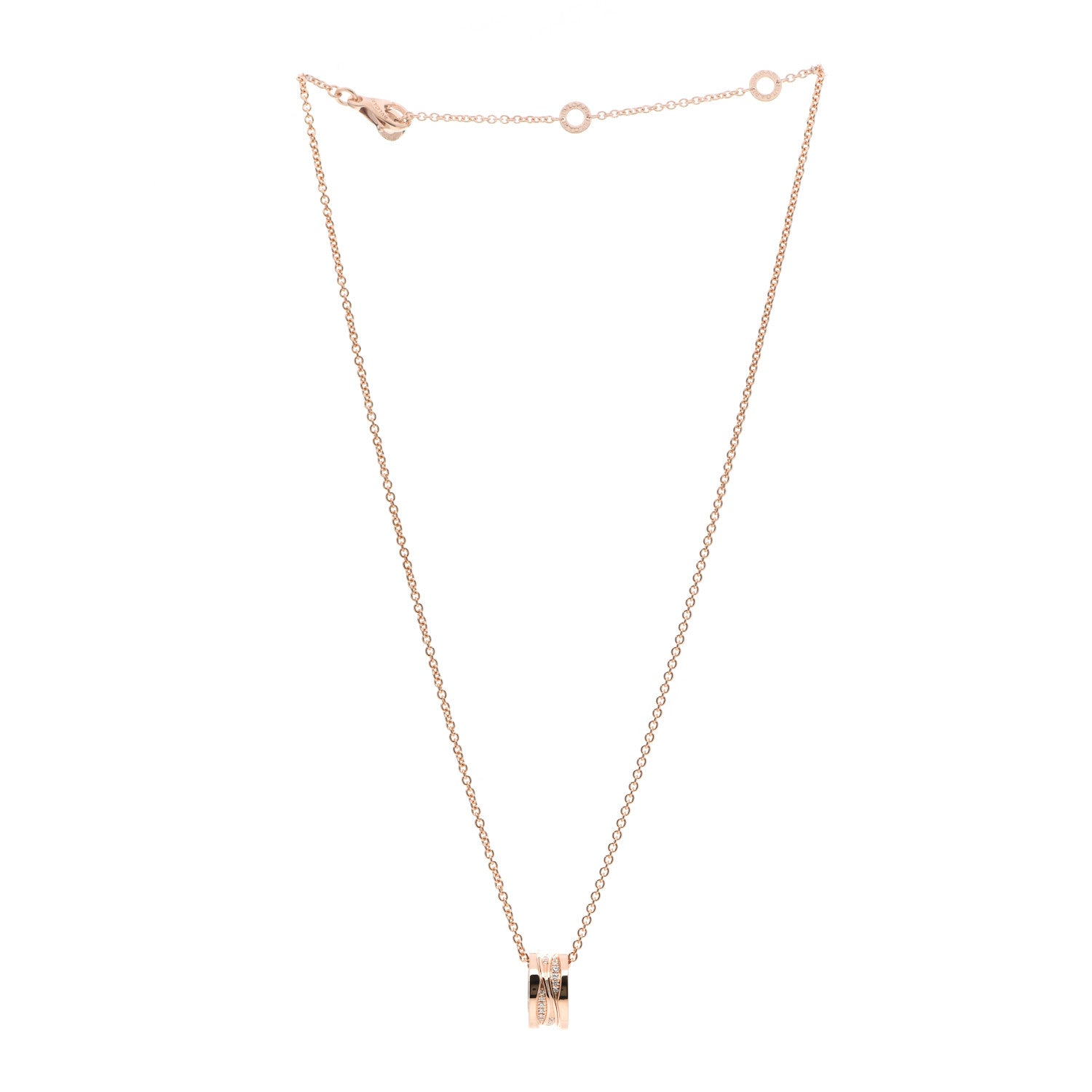 Bulgari 18K Rose Gold Diamond B.Zero1 Legend Pendant Necklace 3 of 7