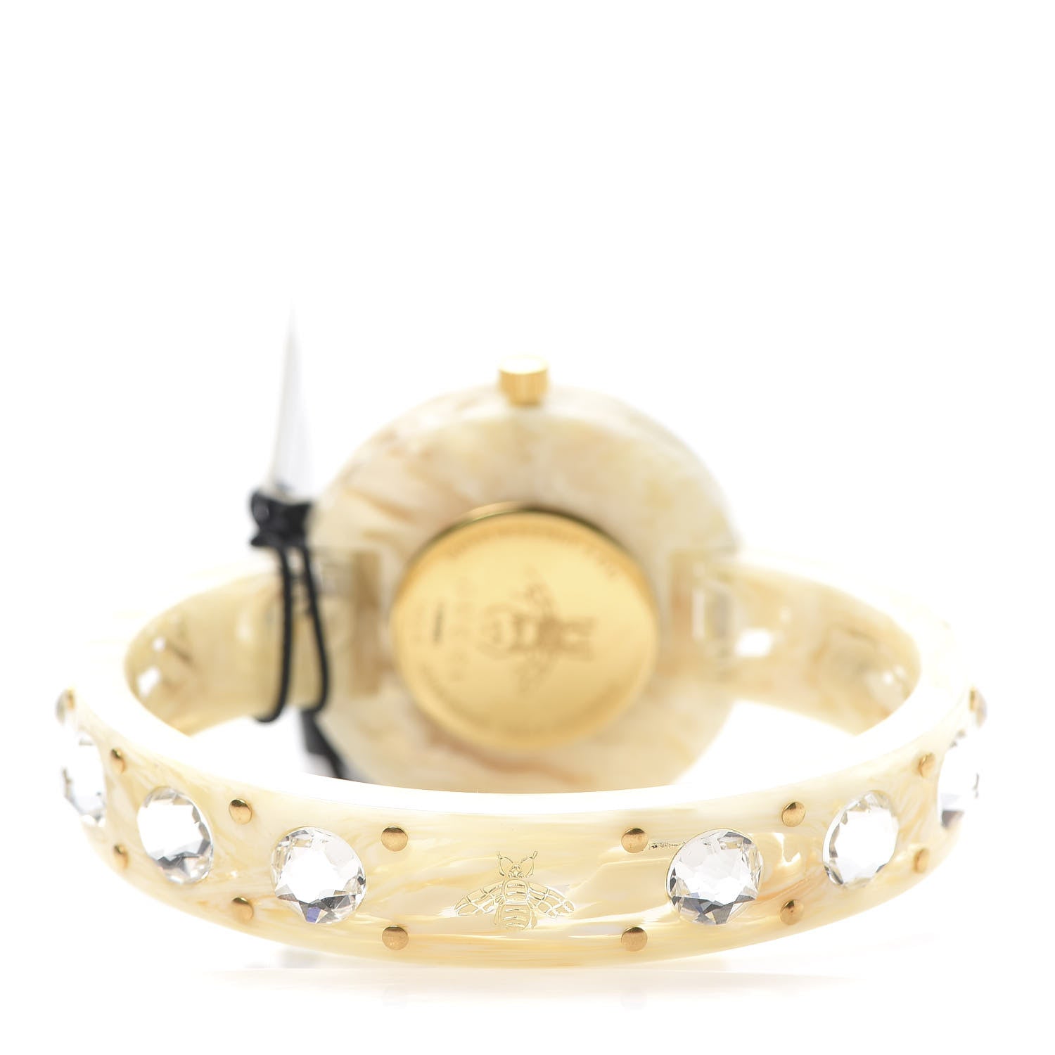 Gucci Stainless Steel Plexiglass Mother of Pearl 35mm Vintage Web Crystal Quartz Watch 4 of 7