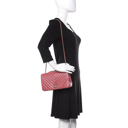 Chanel Calfskin Chevron Quilted Statement Flap Pink 3 of 10