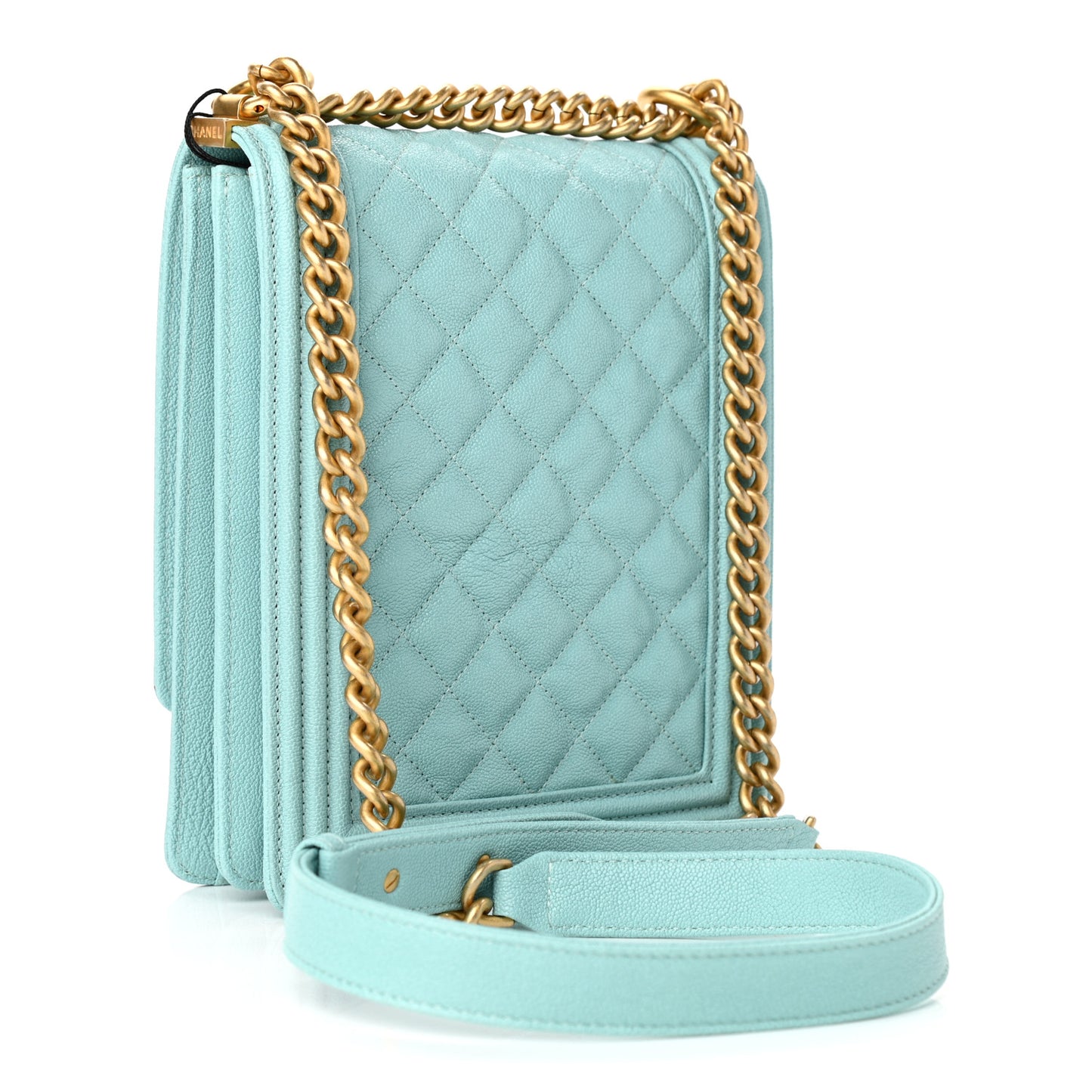 Caviar Quilted North South Boy Flap Light Blue