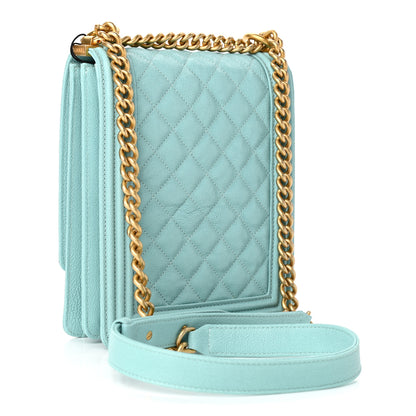 Chanel Caviar Quilted North South Boy Flap Light Blue 3 of 10