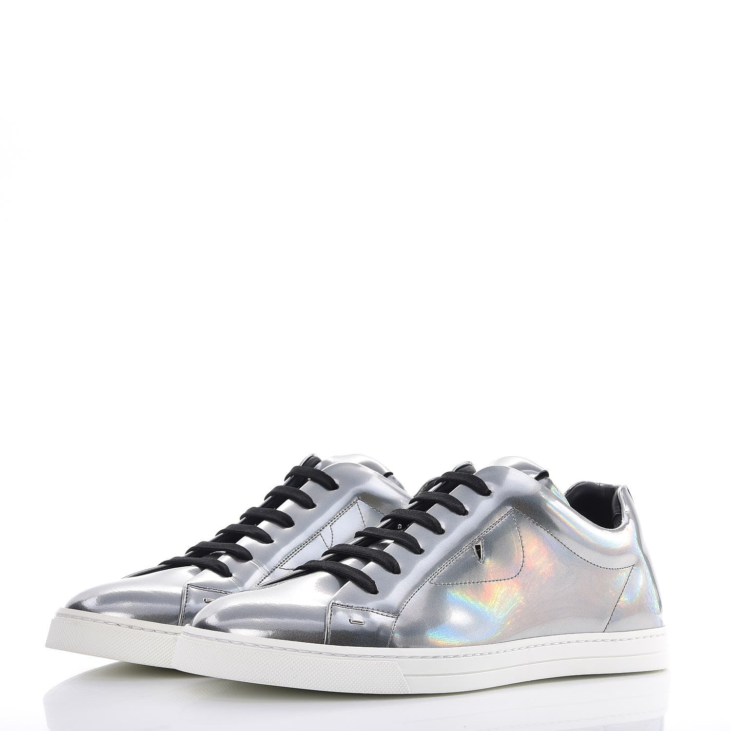 Fendi Patent Monster Bag Bug Mens Low Top Sneakers 8 Argento 3 of 13
