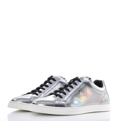 Fendi Patent Monster Bag Bug Mens Low Top Sneakers 8 Argento 3 of 13