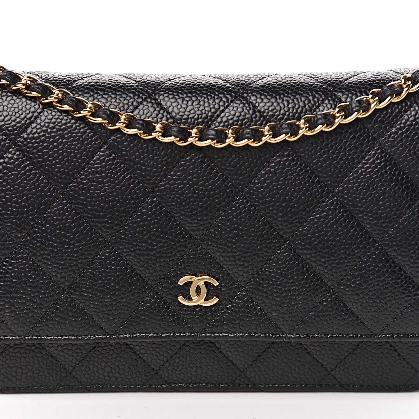 Caviar Quilted Wallet On Chain WOC Black