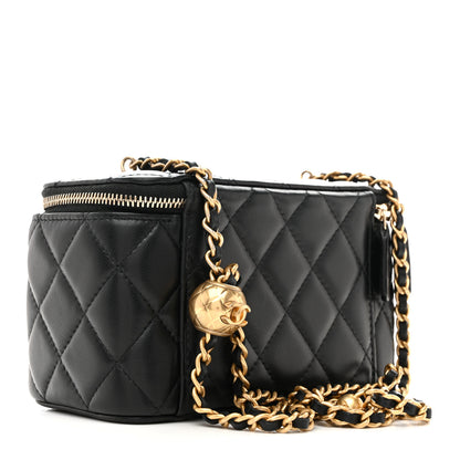 Chanel Lambskin Quilted Pearl Crush Small Vanity Case With Chain Black 3 of 13