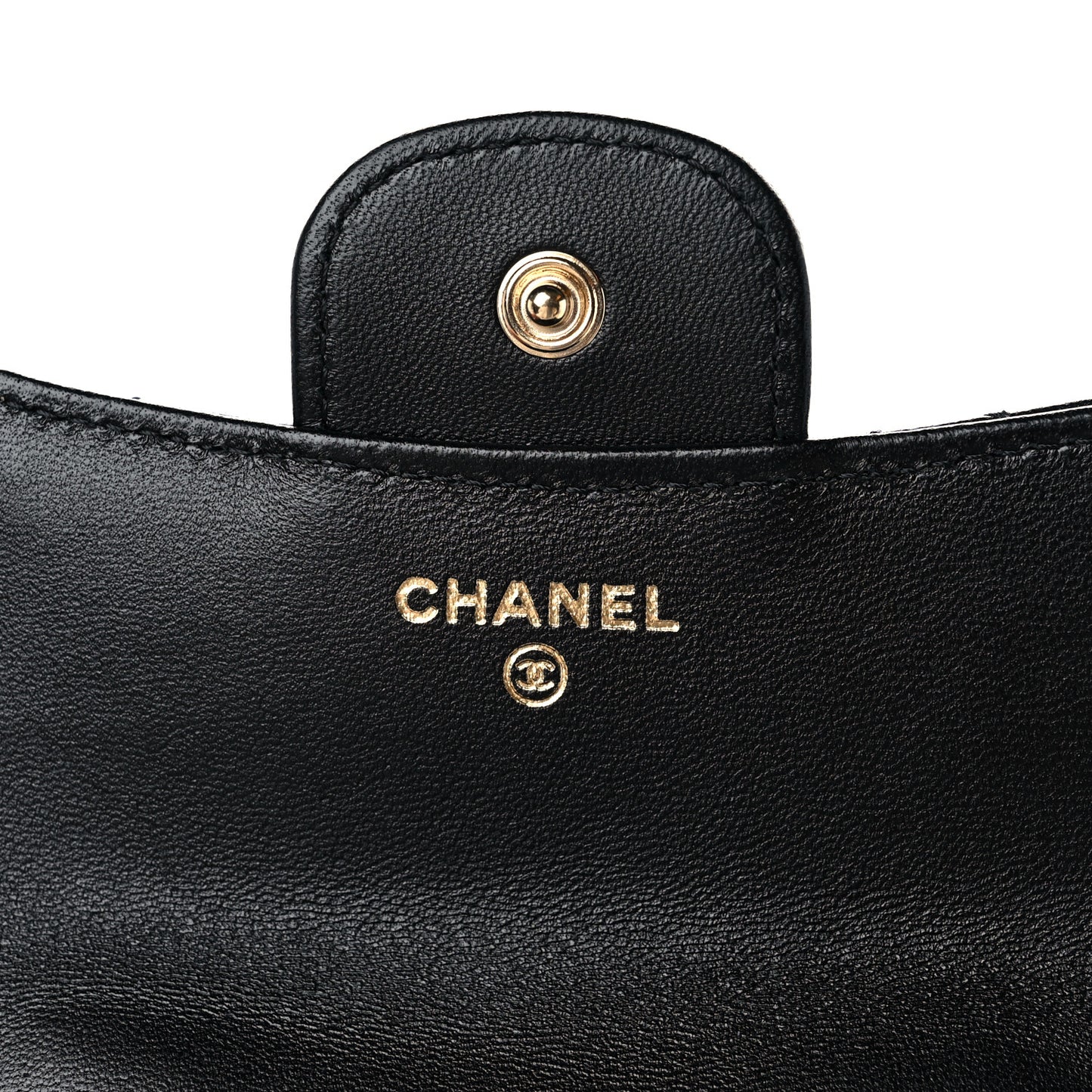 Lambskin Quilted Top Handle Flap Coin Purse With Chain Black