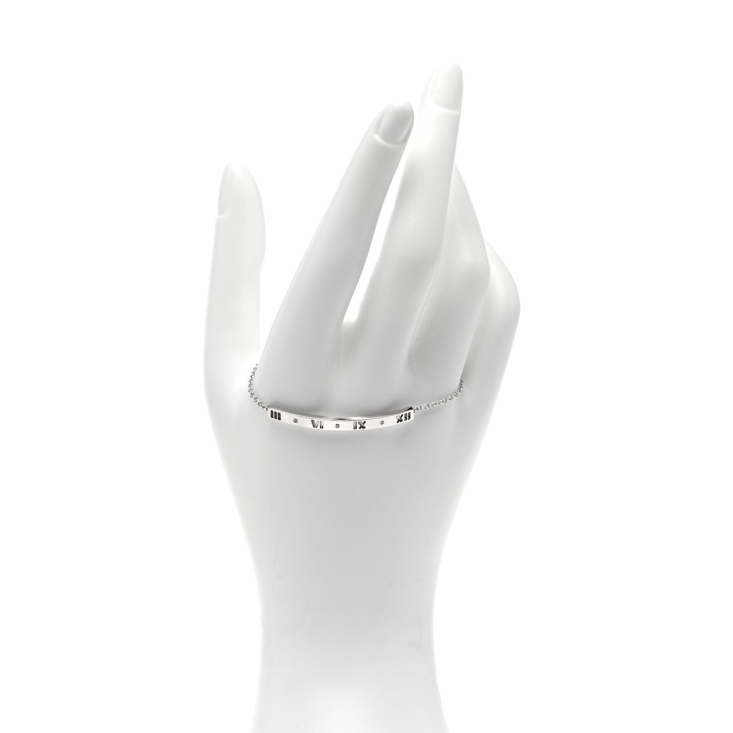 Tiffany 18K White Gold Diamond Atlas Bar Pierced Bracelet 2 of 5