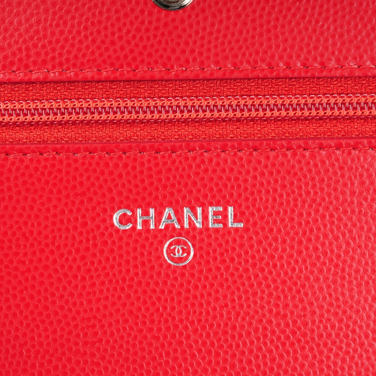 Chanel Caviar Chevron Quilted Wallet On Chain WOC Red 5 of 8