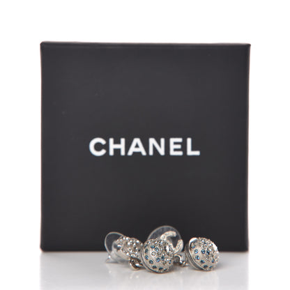 Chanel Crystal CC Drop Earrings Blue Silver 5 of 5