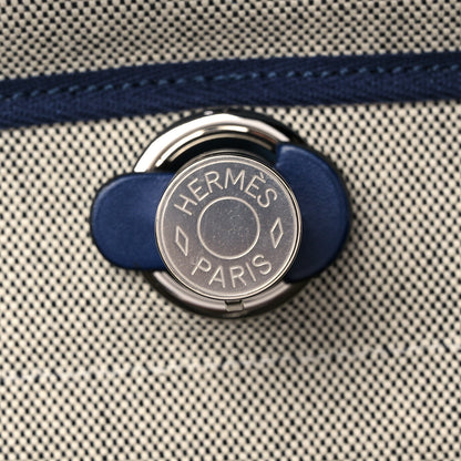 Hermes Vache Hunter Toile H Brides de Gala Herbag Zip Retourne 31 PM Bleu De France Ecru Black 9 of 18
