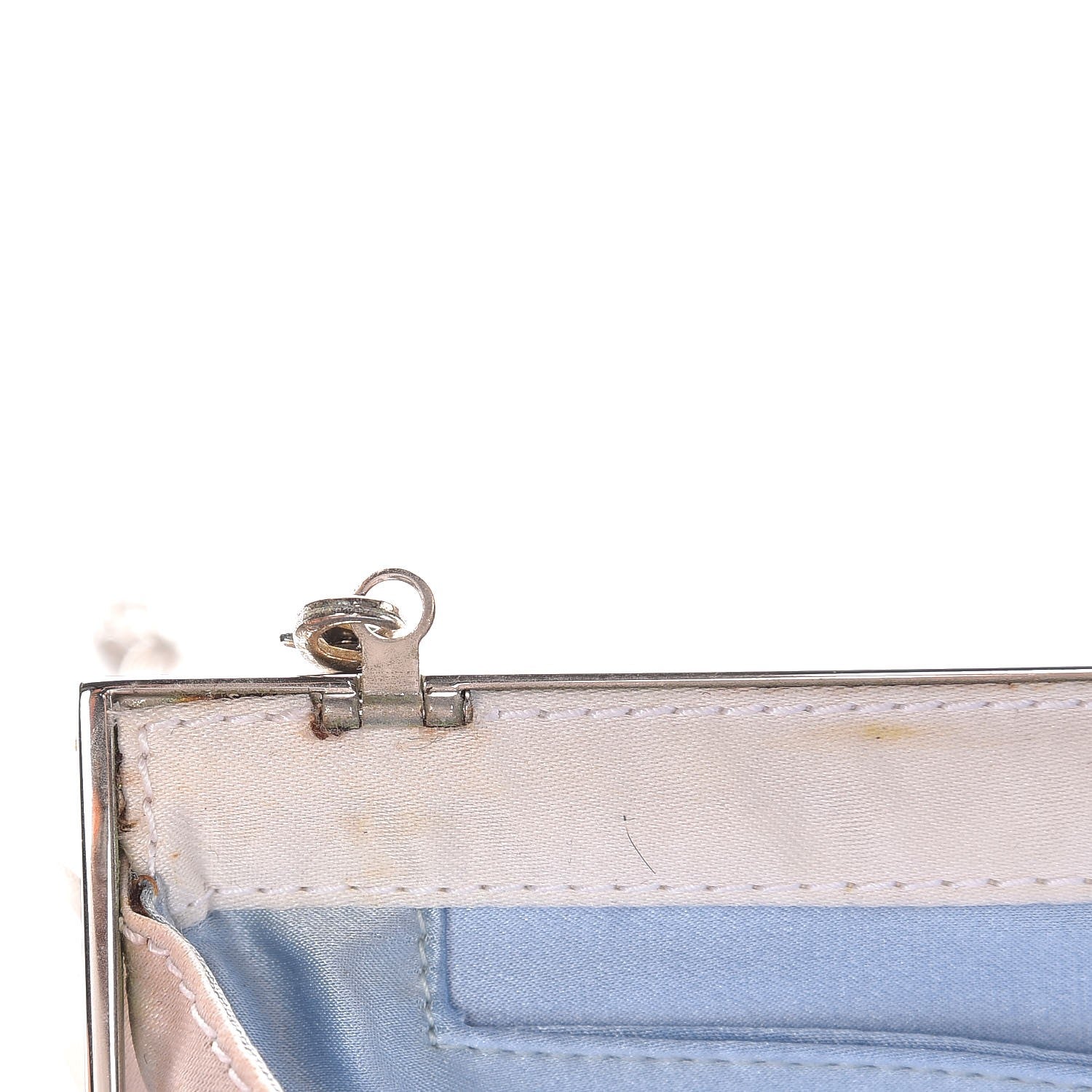 Judith Leiber Crystal Satin Chevron Pleated Clutch Ivory 9 of 13