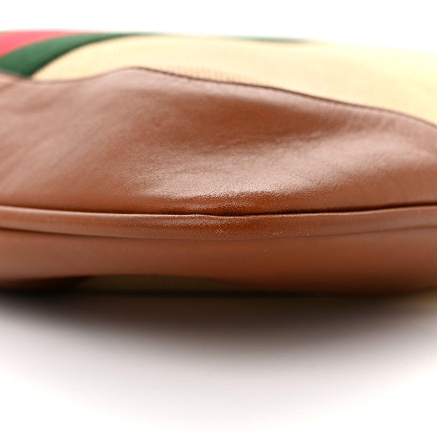 Vintage Canvas Calfskin Web Flat Tote Sand Light Cuir