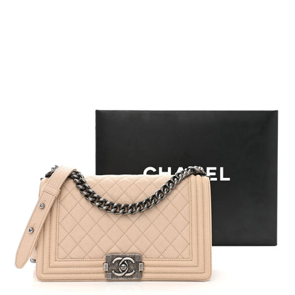 Chanel Caviar Quilted Medium Boy Flap Beige 11 of 11