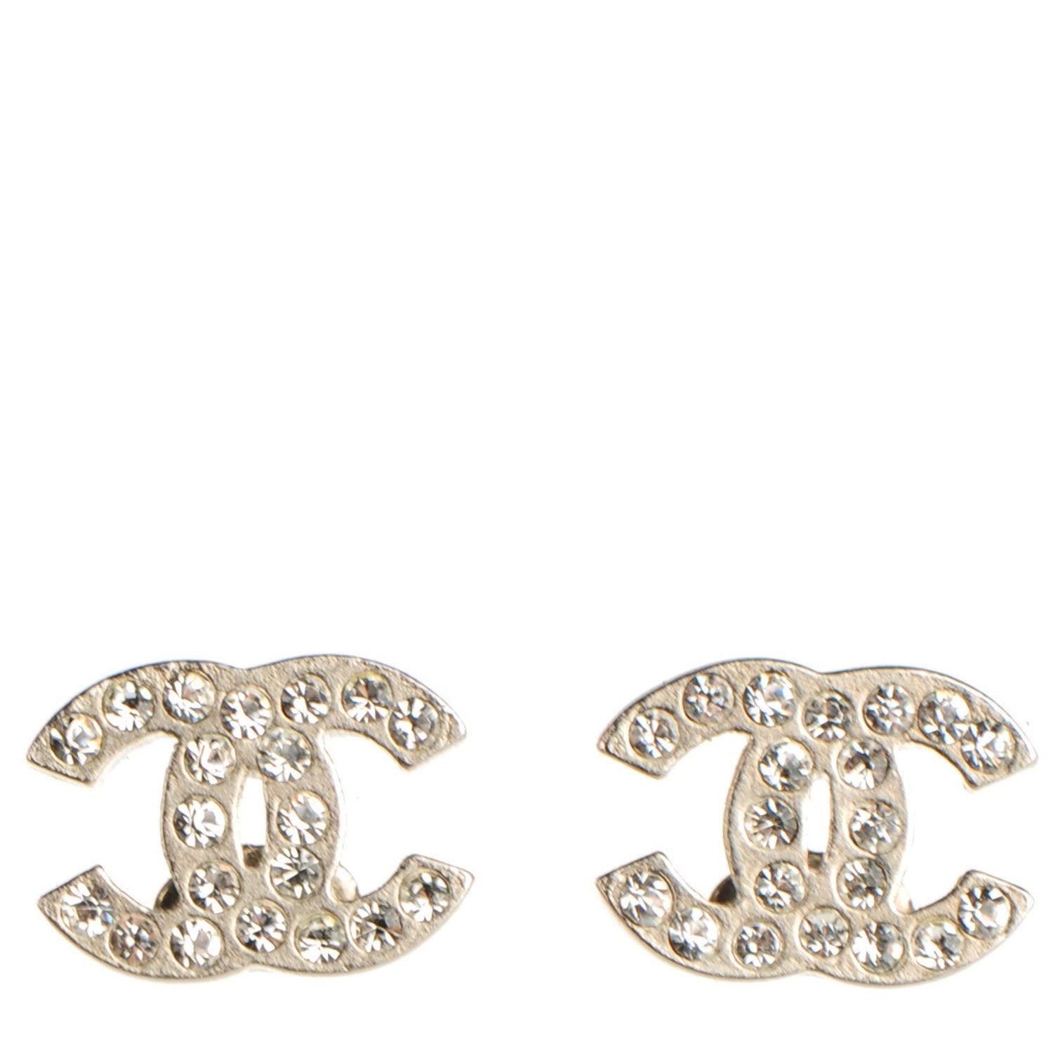 Chanel Crystal Timeless CC Earrings Silver 1 of 5