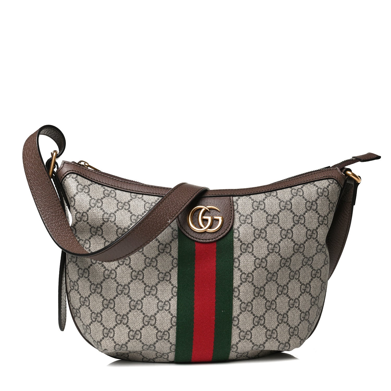Gucci GG Supreme Monogram Web Small Ophidia Half Moon Hobo Brown 1 of 13