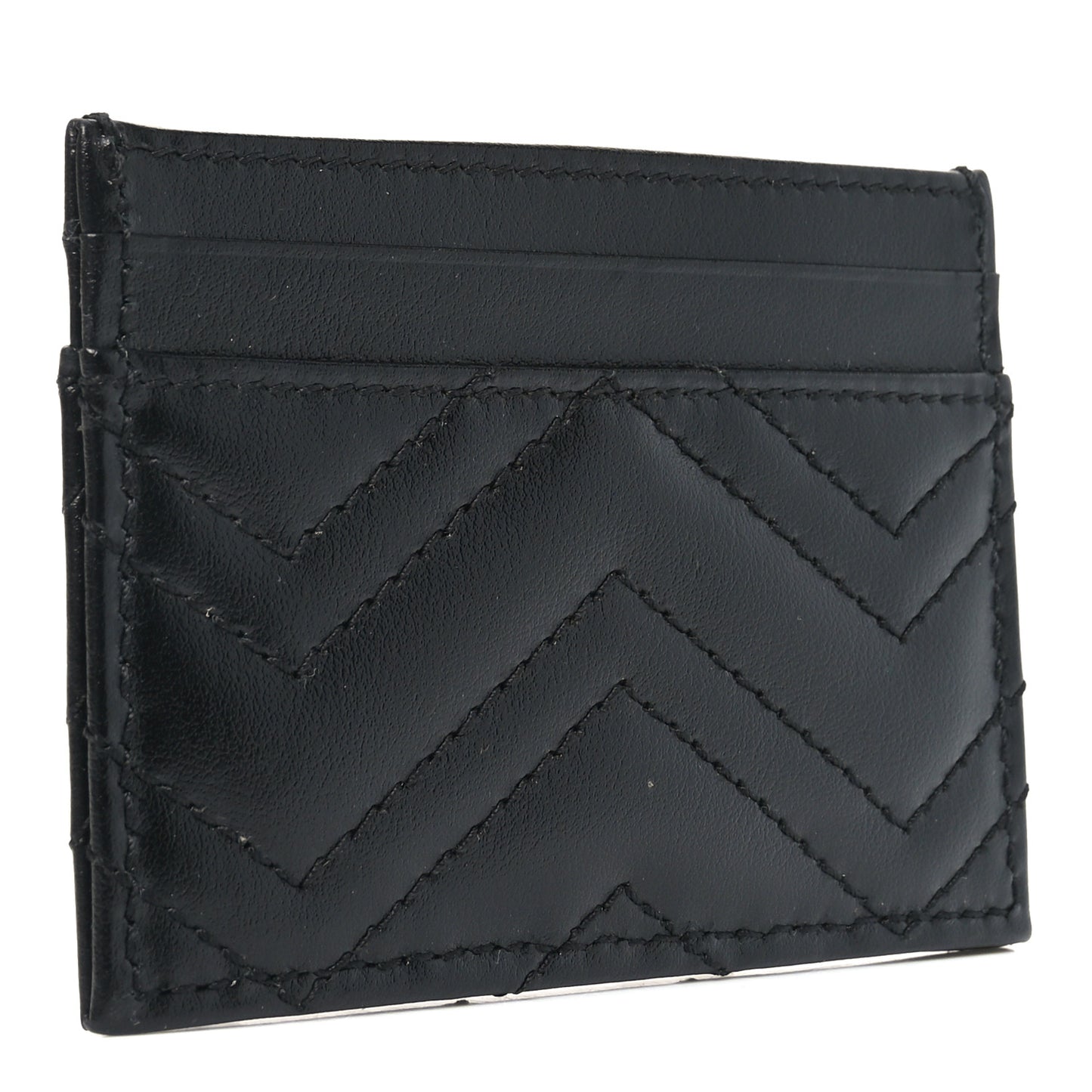 Calfskin Matelasse GG Marmont Card Holder Black