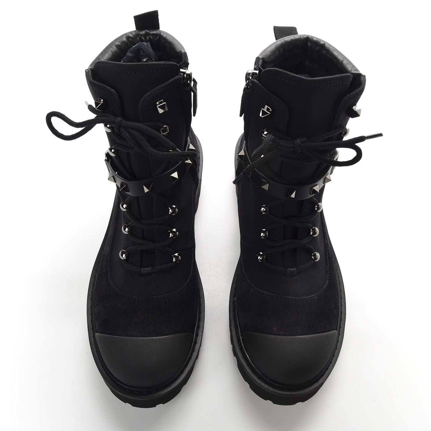 Suede Cap Toe Rockstud Combat Boots 40.5 Black