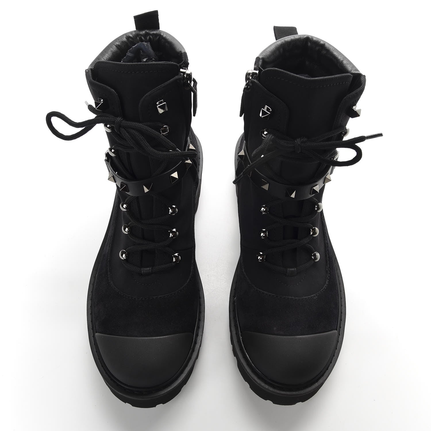 Valentino Garavani Suede Cap Toe Rockstud Combat Boots 40.5 Black 4 of 10
