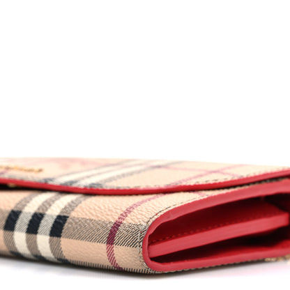 Burberry Haymarket Check Henley Wallet On Chain Coral Red 10 of 10