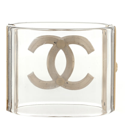 Chanel Lucite Pearl CC Cuff Light Gold 2 of 3