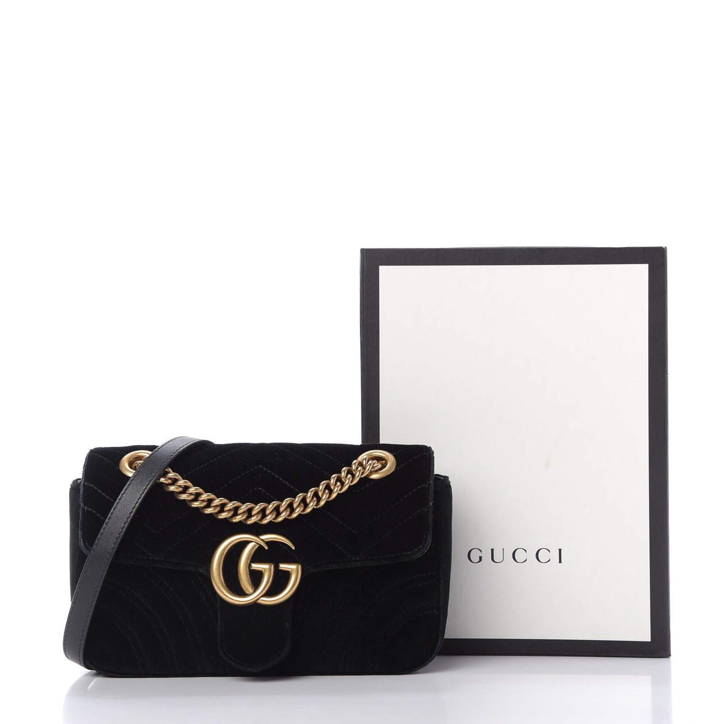 Velvet Matelasse Mini GG Marmont Shoulder Bag Black