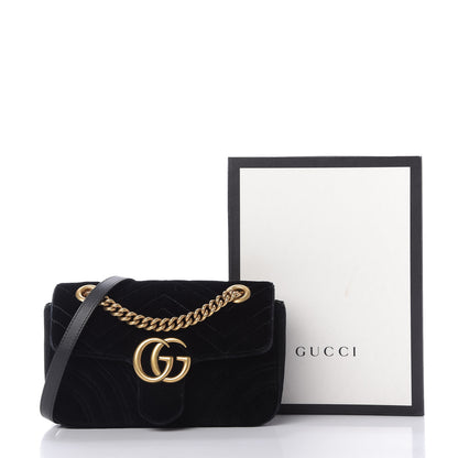 Gucci Velvet Matelasse Mini GG Marmont Shoulder Bag Black 11 of 11