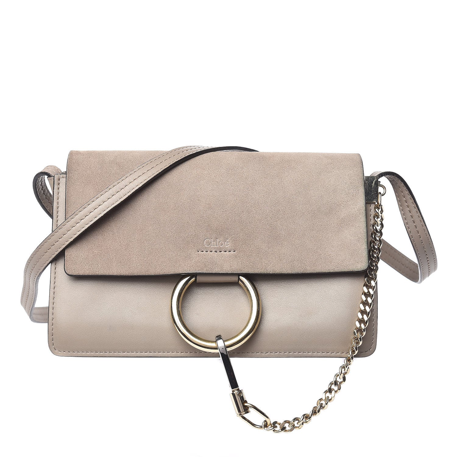 Chloe Suede Calfskin Small Faye Shoulder Bag Motty Grey 1 of 19