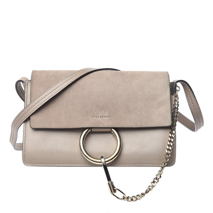 Chloe Suede Calfskin Small Faye Shoulder Bag Motty Grey 1 of 19