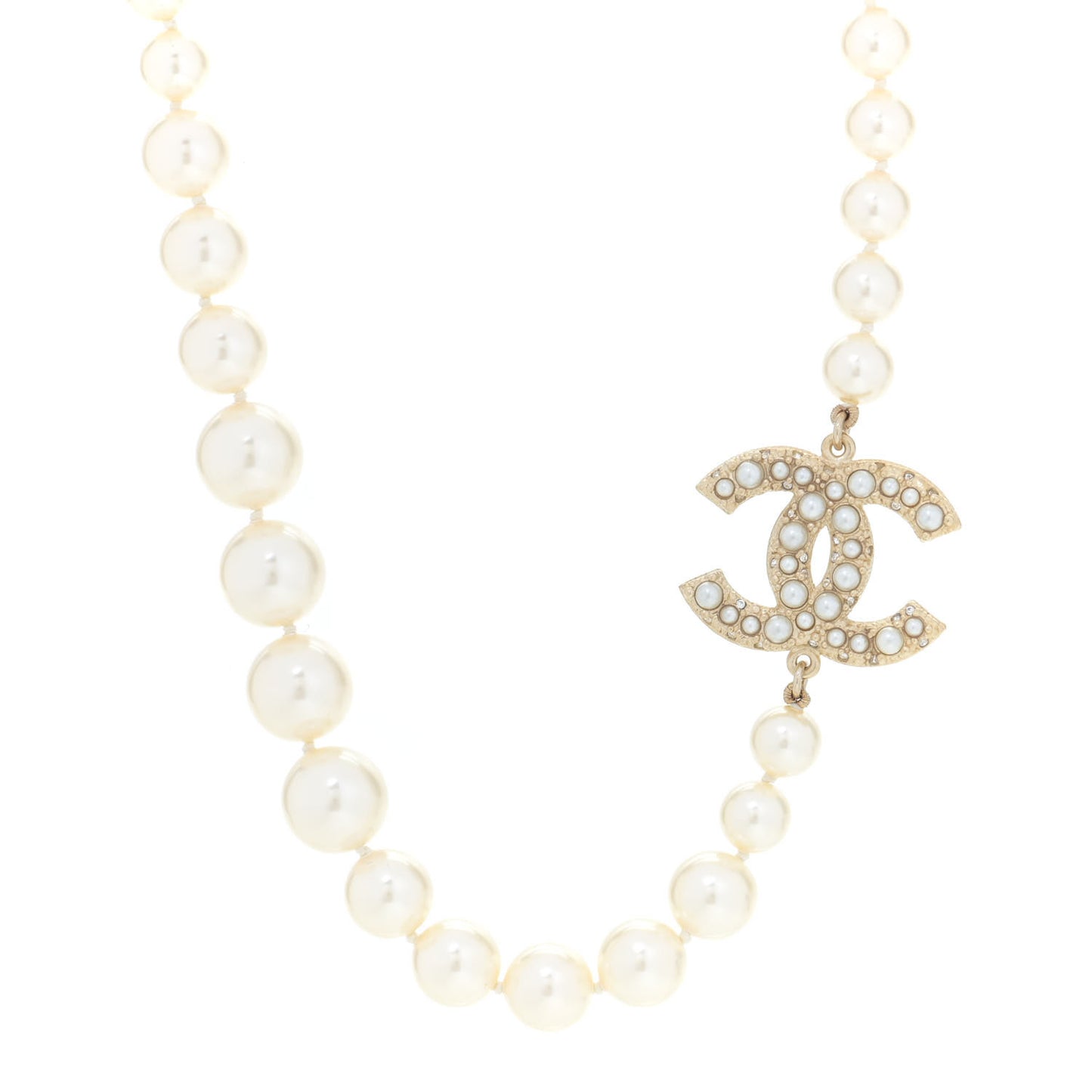 Pearl CC 100th Anniversary Necklace Light Gold