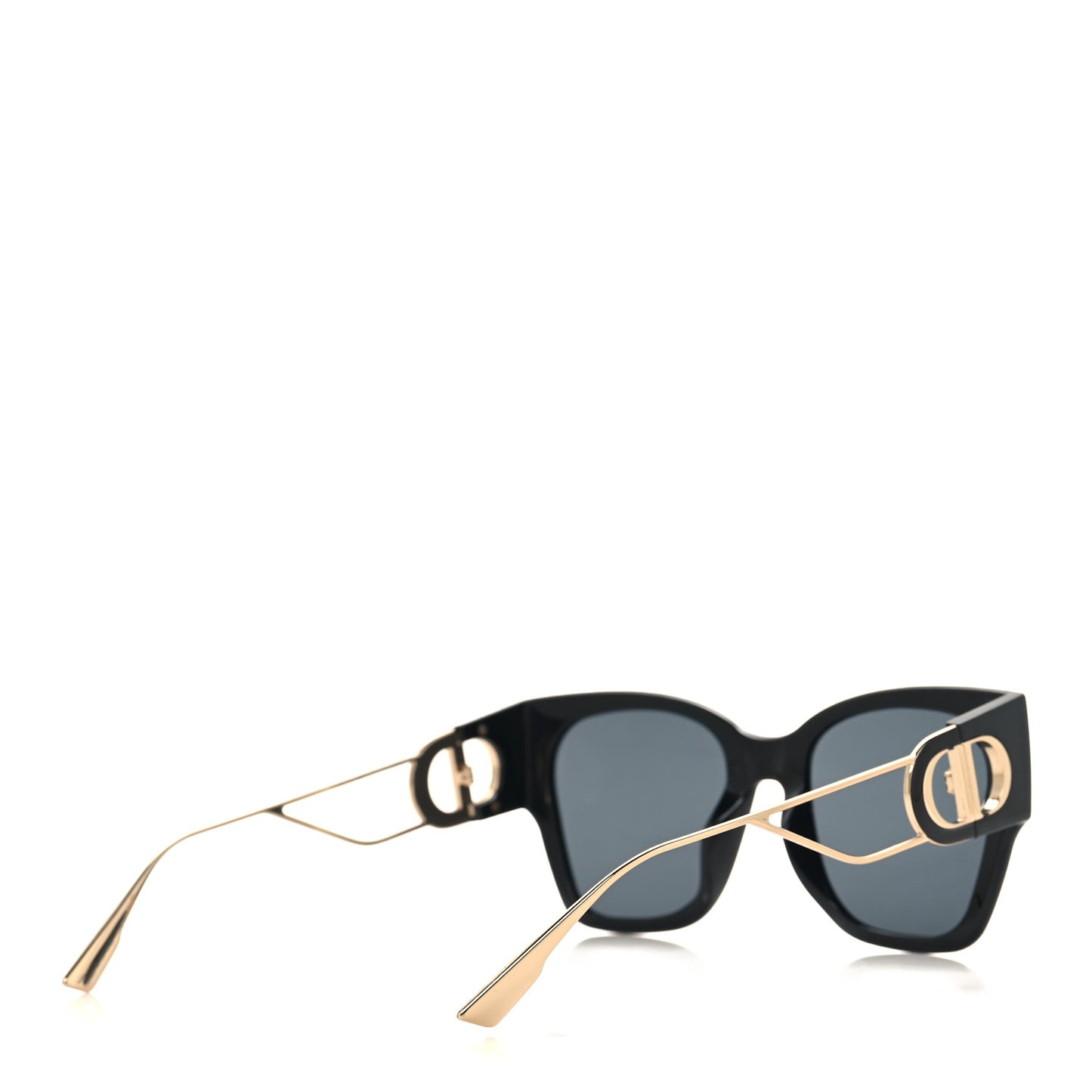 CHRISTIAN DIOR Rectangular 30 Montaigne 1 Sunglasses Black Gold