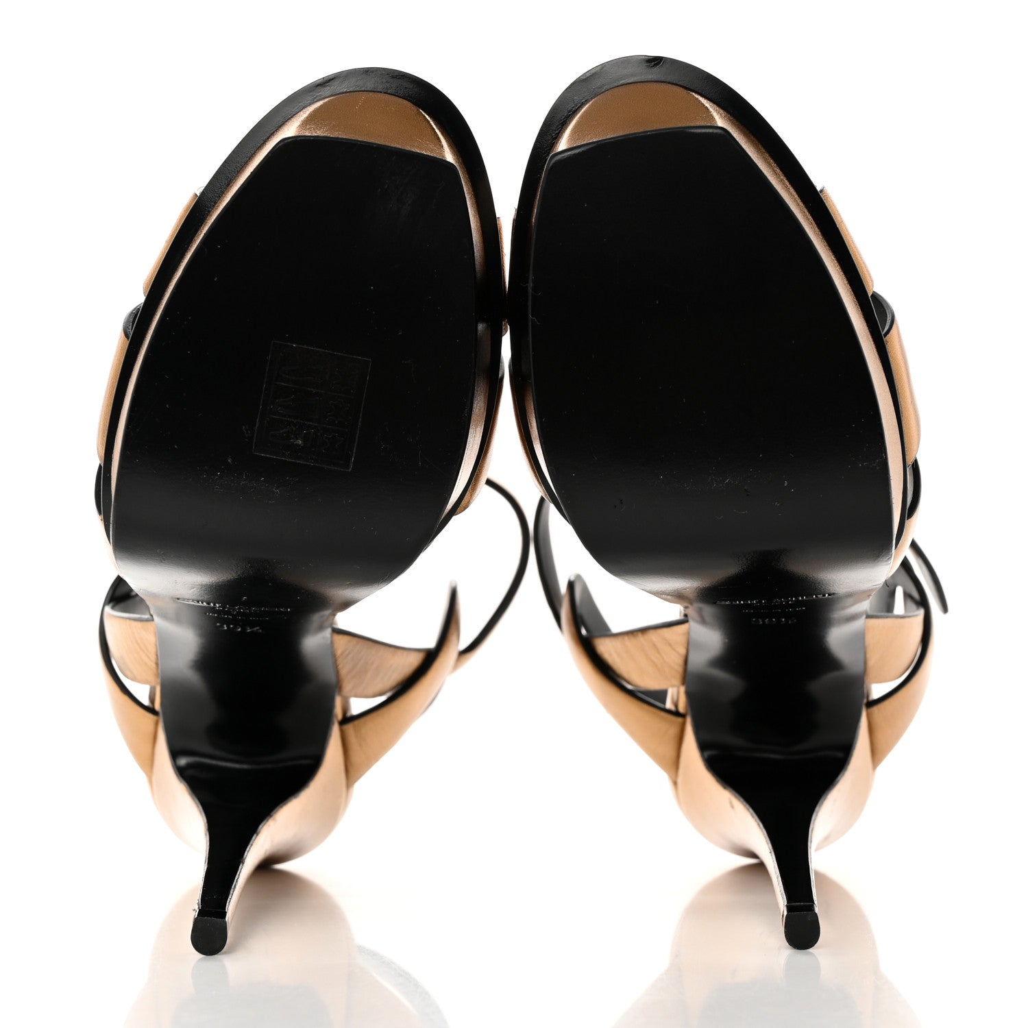 Saint Laurent Metallic Crackled Calfskin Tribute 105 Platform Sandals 39.5 Black Gold 5 of 12