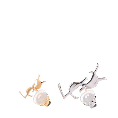 Saint Laurent Crystal Ear Cuff Earring Set Gold Silver 3 of 5