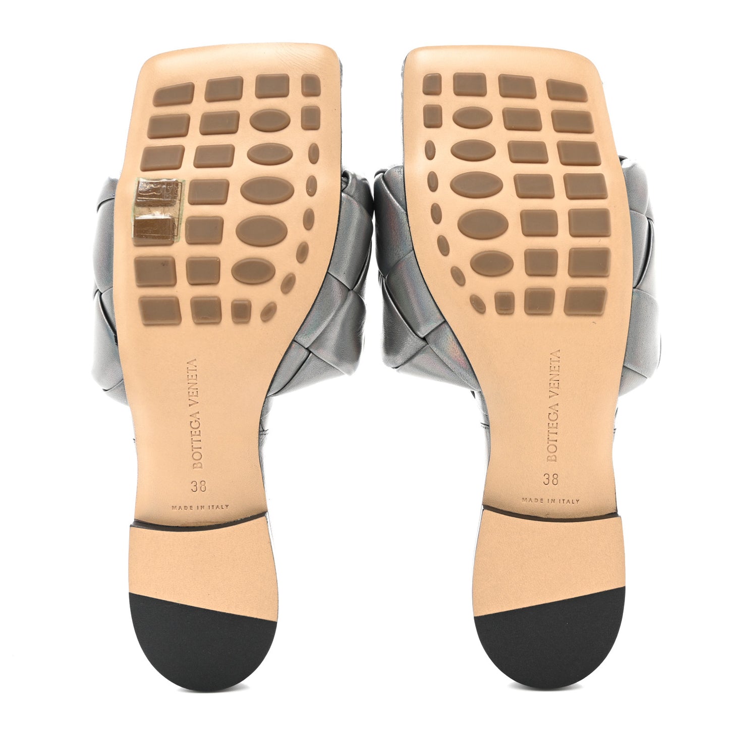 Nappa Maxi Intrecciato Lido Flat Sandals 38 Oyster