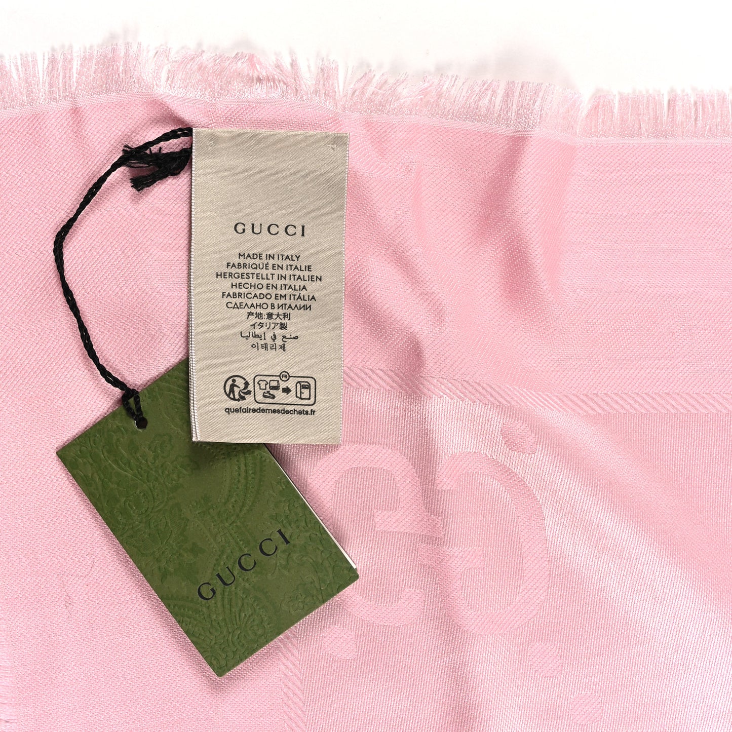 Wool Silk GG Jacquard Shawl Pink