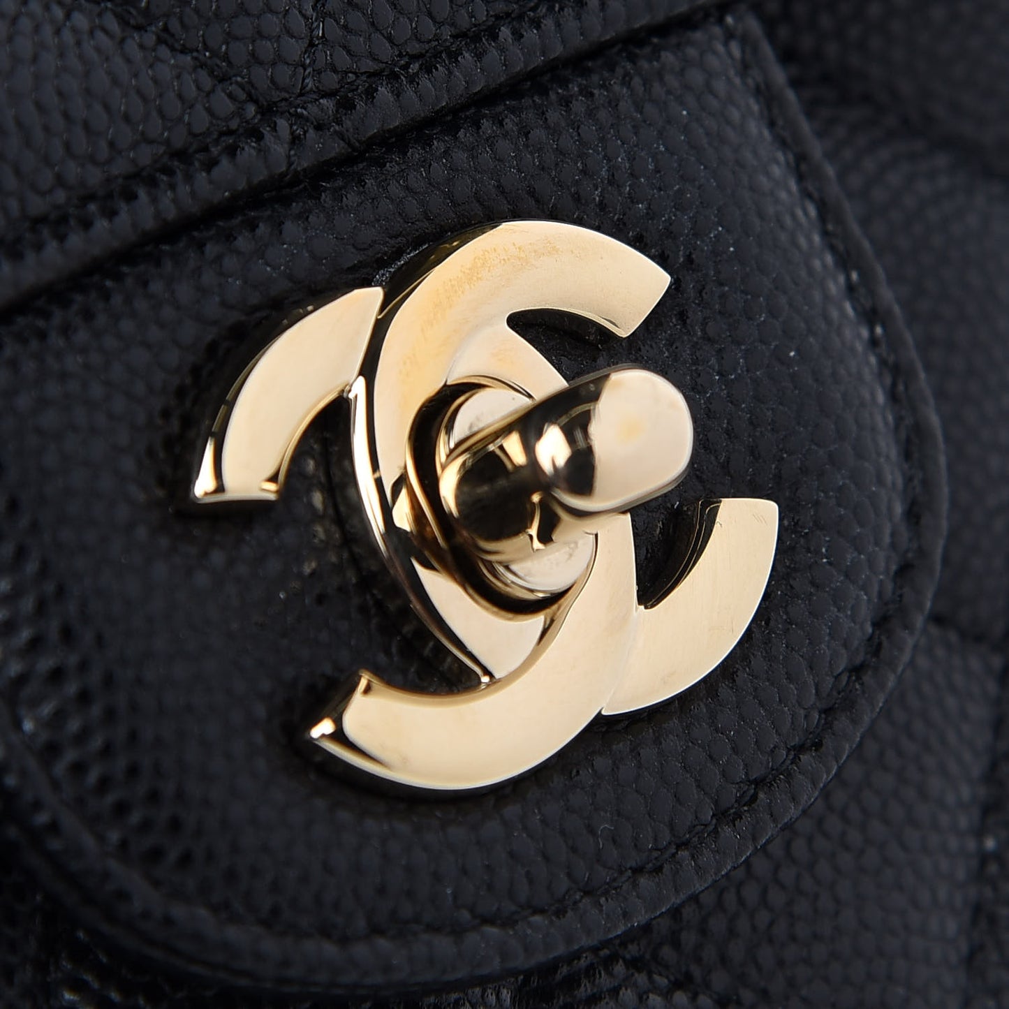 Caviar Quilted Square Flap Clutch Black