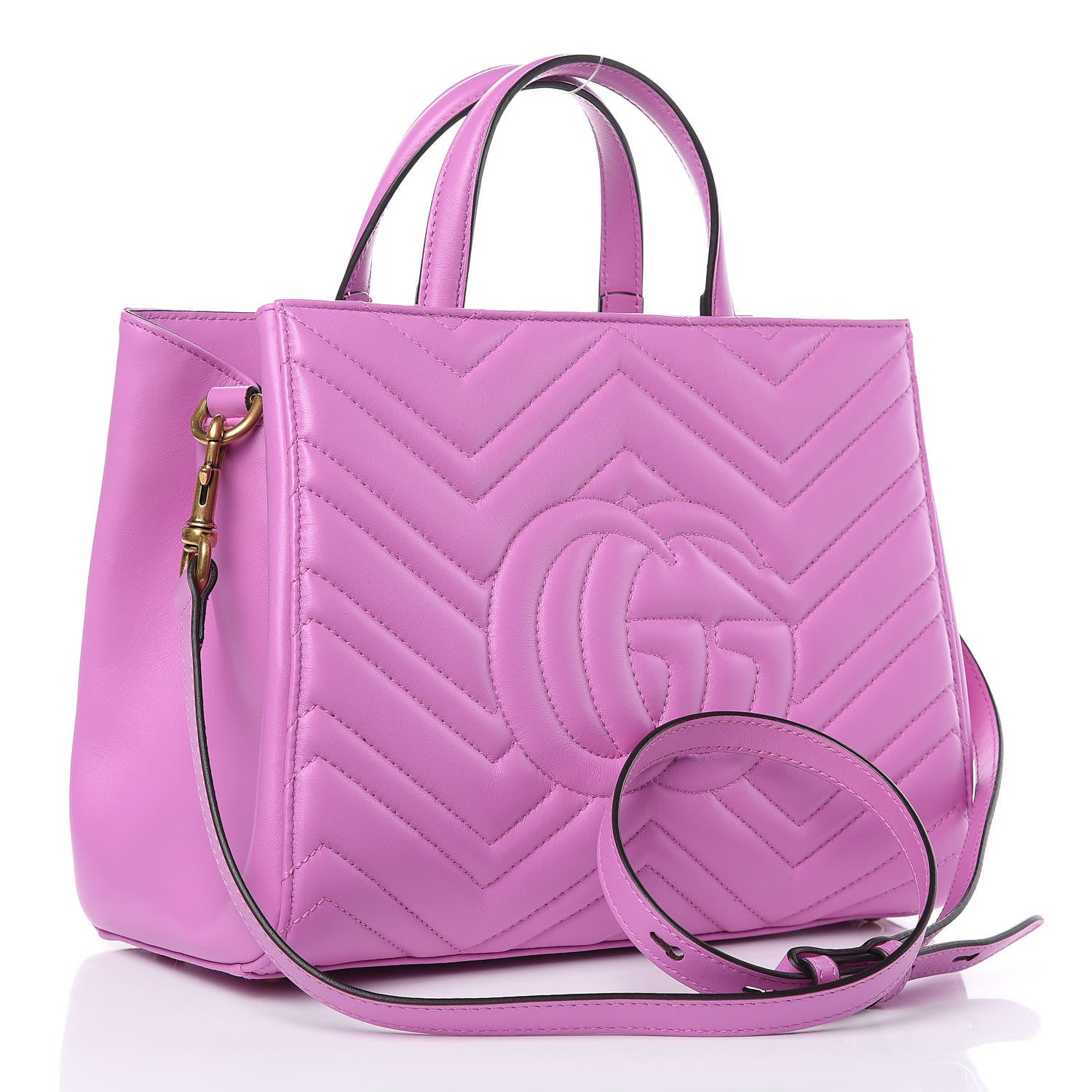 Gucci Calfskin Matelasse Small GG Marmont Tote Candy Mousse 3 of 9
