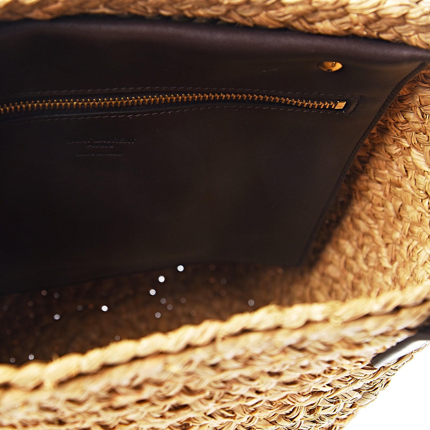 Raffia Calfskin Small Panier Tote Naturale Nut