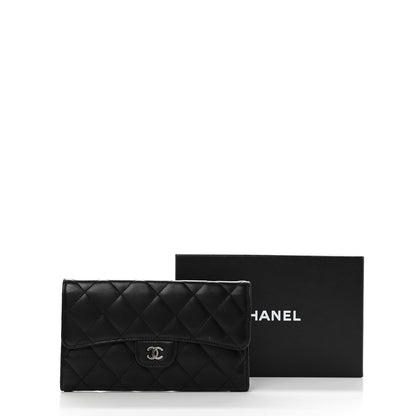 Chanel Lambskin Quilted Large Flap Wallet Black 10 of 10
