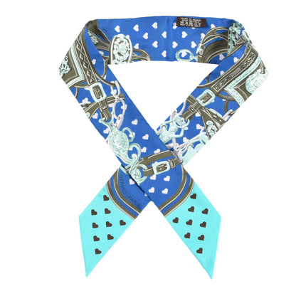 Hermes Silk Brides De Gala Love Twilly Cobalt Kaki Turquoise 1 of 3
