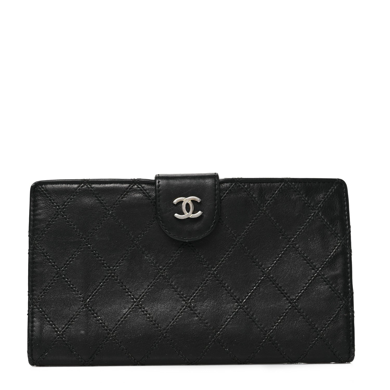 Chanel Lambskin Diamond Stitched French Wallet Black 1 of 8