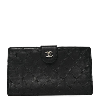 Chanel Lambskin Diamond Stitched French Wallet Black 1 of 8