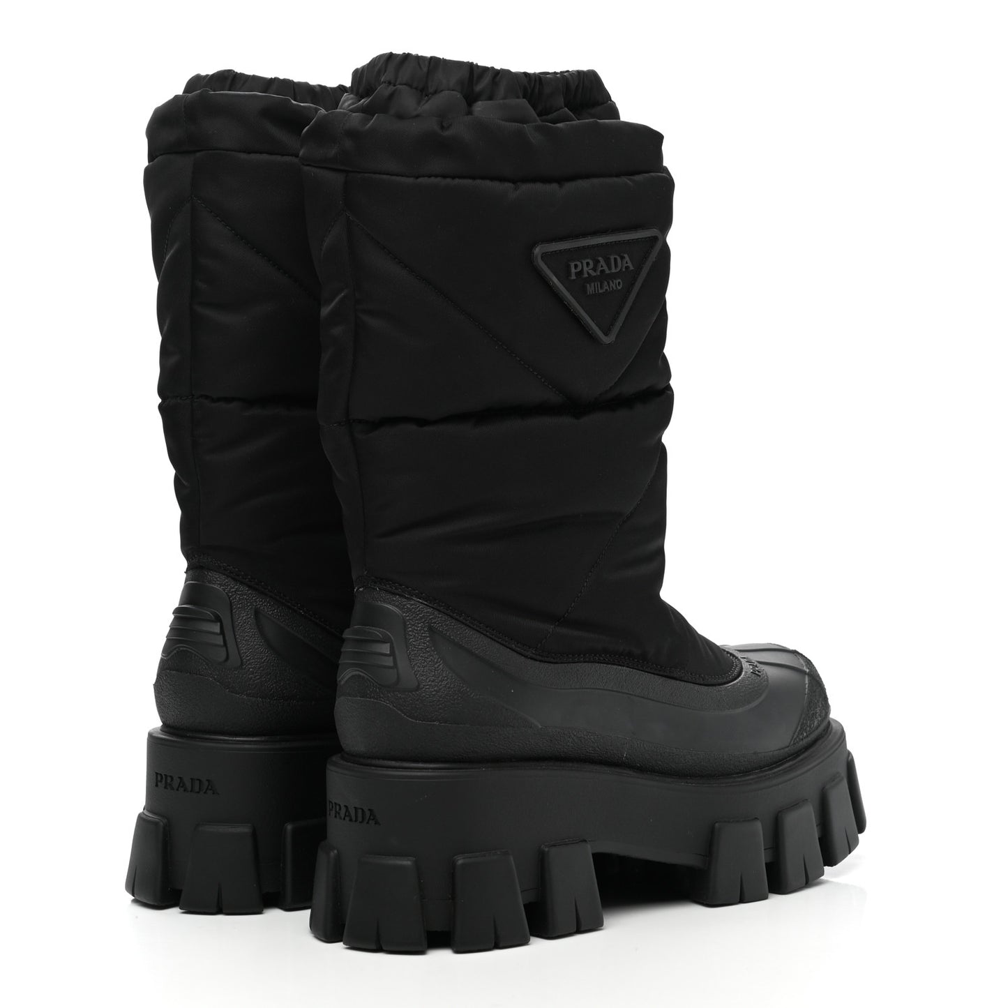Re-Nylon Gabardine Rubber Triangle Logo Padded Monolith Drawcord 55mm Snow Boots 36 Black