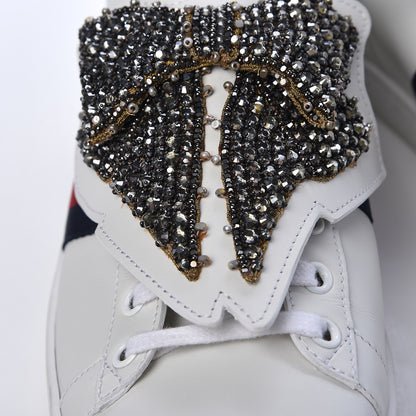 Gucci Calfskin Ayers Web Womens Ace Bow Lace Sneakers 40.5 White 14 of 15