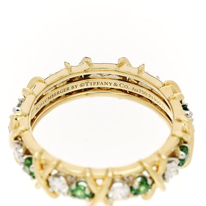 Tiffany 18K Yellow Gold Platinum Tsavorite Schlumberger Sixteen Stone Ring 60 9 4 of 4