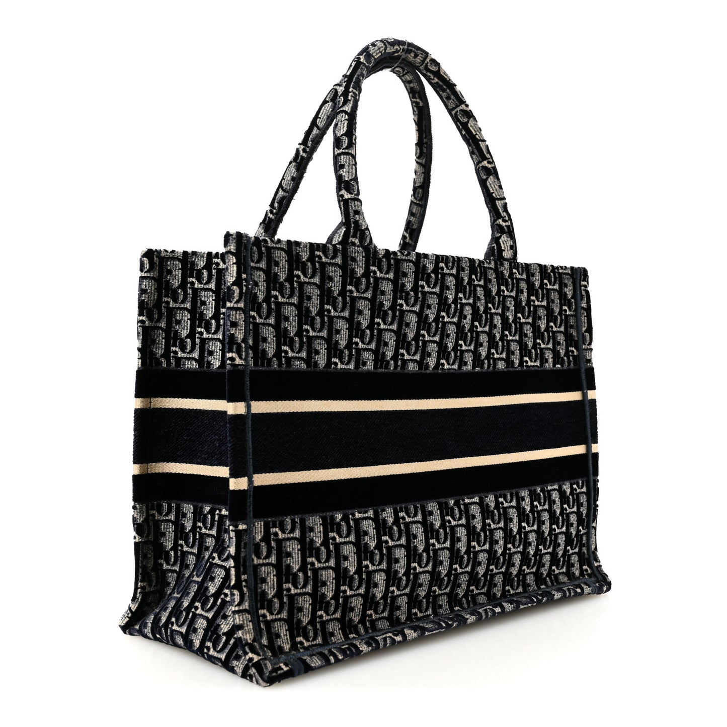 Oblique Velvet Medium Book Tote Blue Multicolor