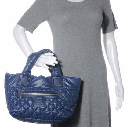 Chanel Nylon Coco Cocoon Small Tote Blue 2 of 7