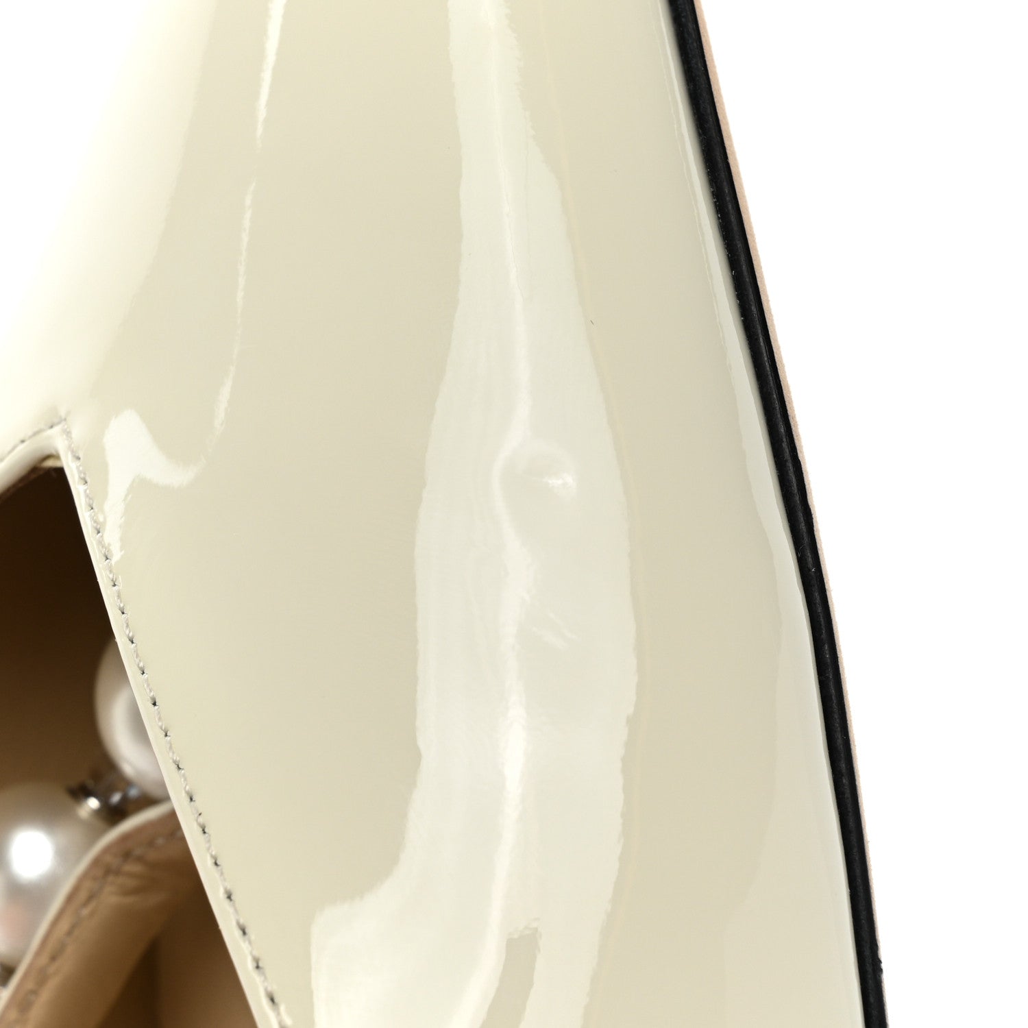 Jimmy Choo Patent Pearl Embellished Aurelie 65 Pumps 37 Latte White 8 of 8