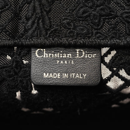 Christian Dior Embroidered 3D Macrame D-Lace Butterfly Medium Book Tote Black Multicolor 6 of 13