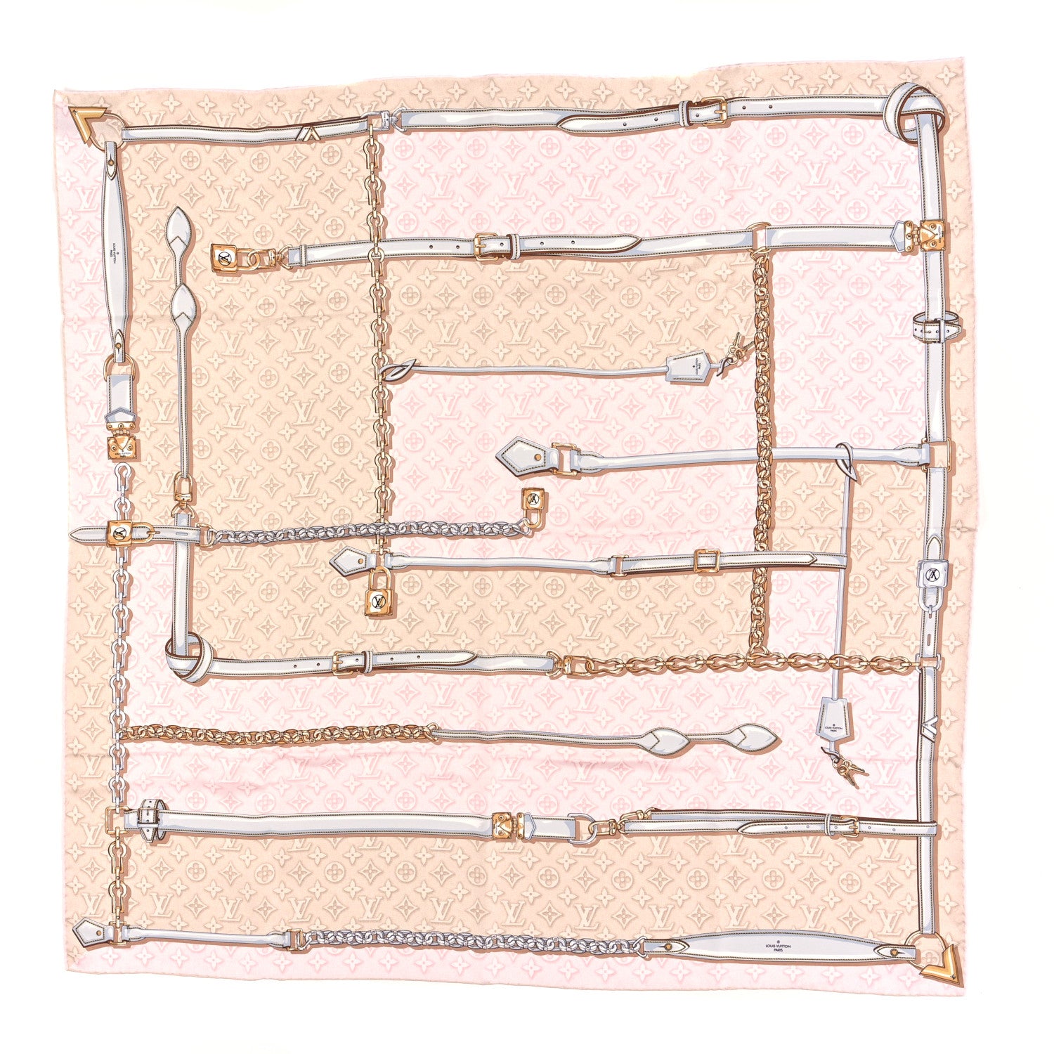 Louis Vuitton Silk Denimgram Confidential Square Scarf Light Pink 1 of 3