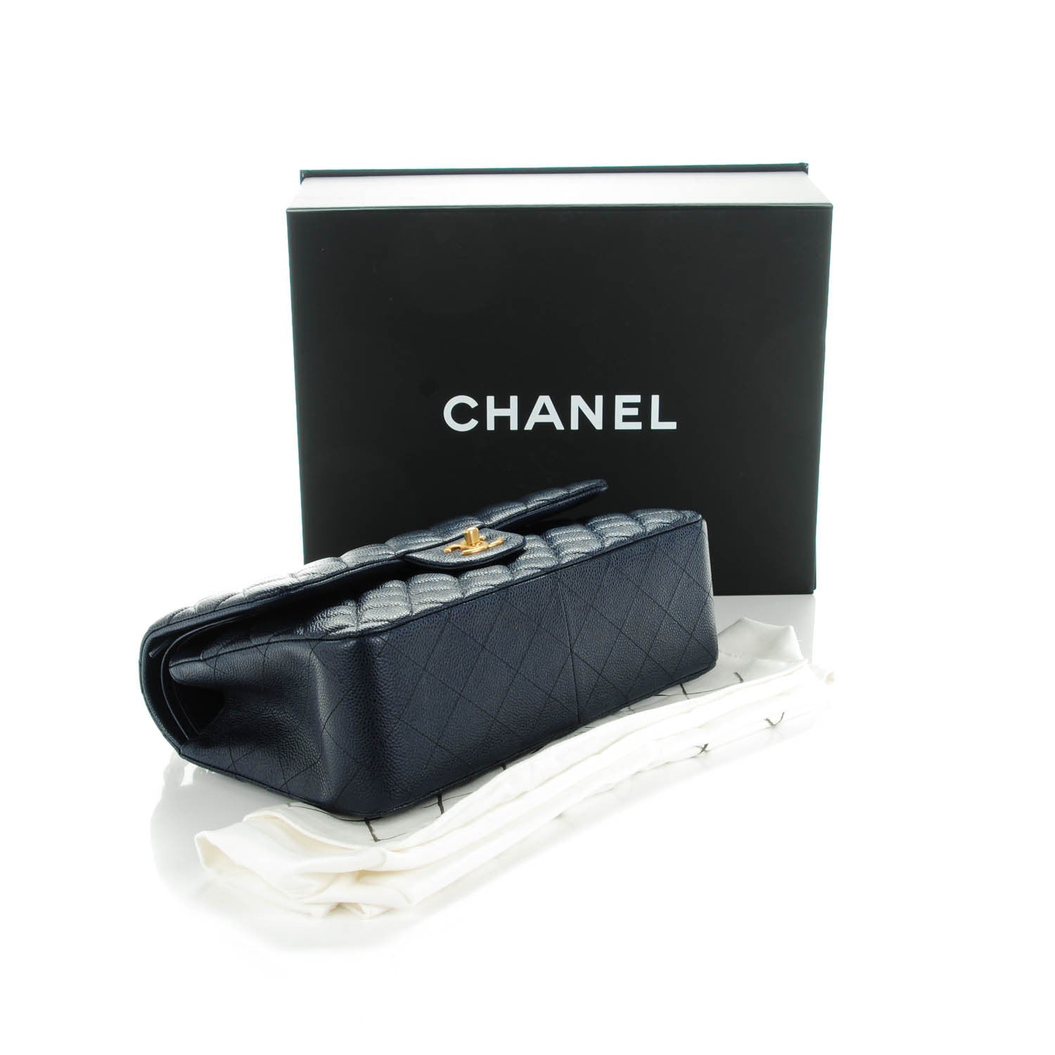 Chanel Caviar Quilted Jumbo Double Flap Navy Blue 4 of 9